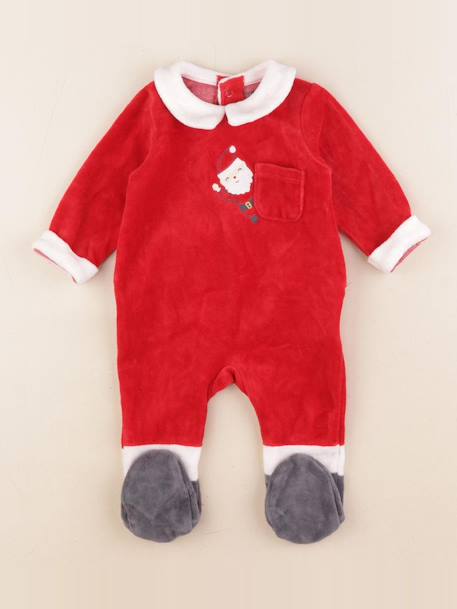 Pyjama velours - 0 mois Rouge 1 - vertbaudet enfant 