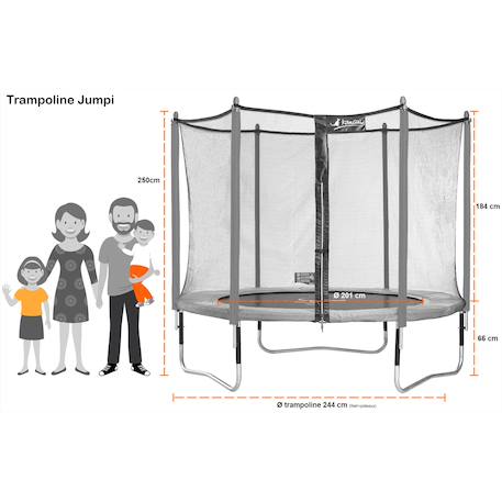 Trampoline jardin ø 250?cm + filet + échelle + bâche - jumpi 250 - taupe/vert Beige 4 - vertbaudet enfant 