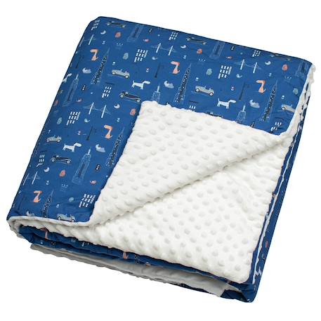 Grand plaid couverture réversible en minky new york Écru 2 - vertbaudet enfant 