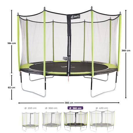 Trampoline jardin ø 360?cm + filet de sécurité - jumpi 360 - noir/vert Green 3 - vertbaudet enfant 