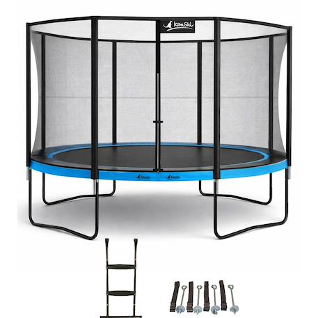 Trampoline ø 430cm + filet de sécurité + échelle + kit ancrage - punchi 430 bleu Blue 1 - vertbaudet enfant 