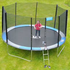 -Trampoline rond 430cm avec filet, échelle, bâche et kit d'ancrage