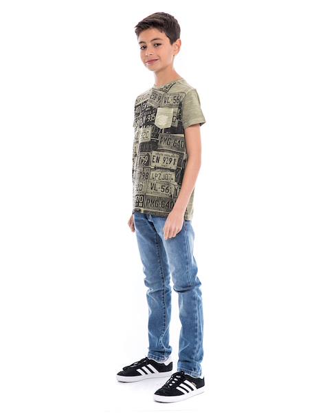 T-shirt col rond pur coton nedelko garçon Green 4 - vertbaudet enfant 