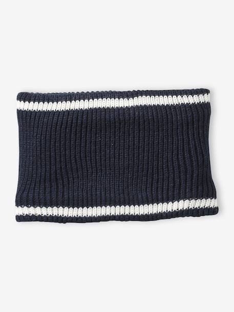Ensemble garçon bonnet, snood et gants bleu nuit+gris chiné 4 - vertbaudet enfant 