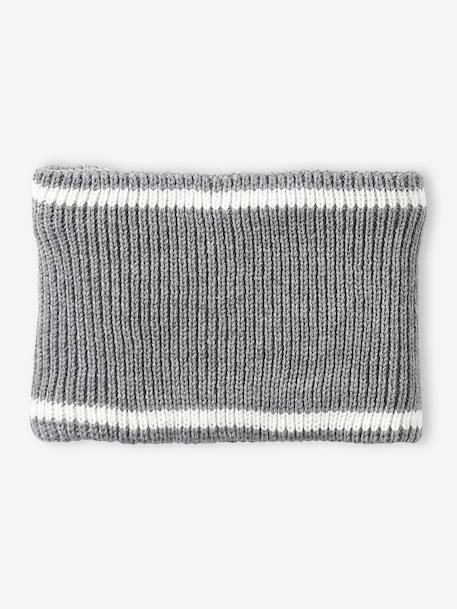 Ensemble garçon bonnet, snood et gants bleu nuit+gris chiné 11 - vertbaudet enfant 