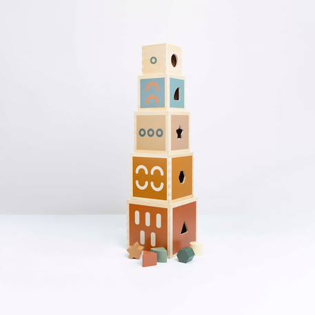 Cubes empilables en bois Multicolor 1 - vertbaudet enfant 