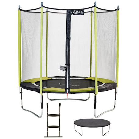 Trampoline jardin ø 250?cm + filet + échelle + bâche - jumpi 250 - noir/vert Green 1 - vertbaudet enfant 