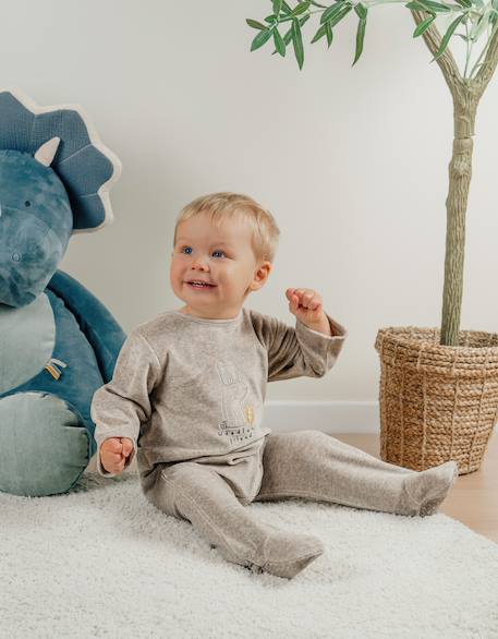 Pyjama bébé en velours brodé lapin Grey 2 - vertbaudet enfant 
