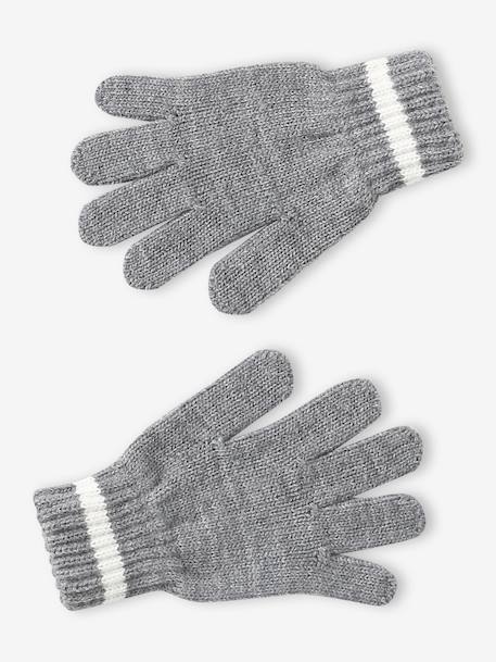 Ensemble garçon bonnet, snood et gants bleu nuit+gris chiné 10 - vertbaudet enfant 