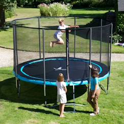 -Trampoline ø 300cm + filet de sécurité + échelle + kit ancrage - punchi 300 bleu