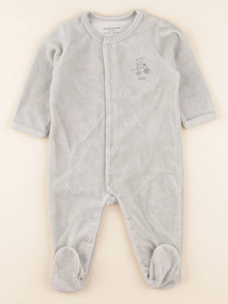 Pyjama velours - 6 mois Bleu 1 - vertbaudet enfant 