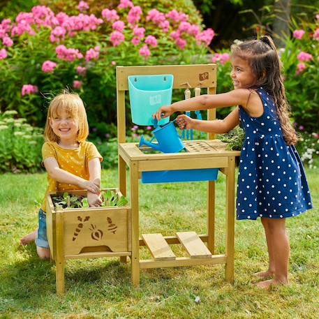 Table à rempoter pour enfant petit jardinier bois fsc® Marron - bleu - noir 1 - vertbaudet enfant 