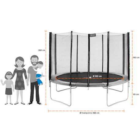 Trampoline rond 360cm avec filet, échelle, bâche et kit d'ancrage Blue 4 - vertbaudet enfant 