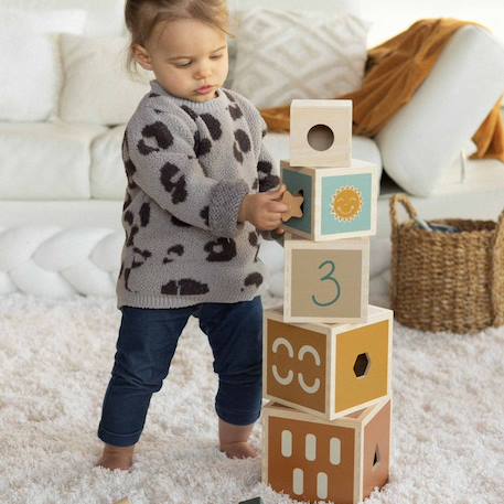 Cubes empilables en bois Multicolor 3 - vertbaudet enfant 