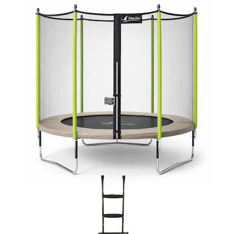 Trampoline jardin ø 250?cm + filet + échelle - jumpi 250 - taupe/vert Beige 1 - vertbaudet enfant 