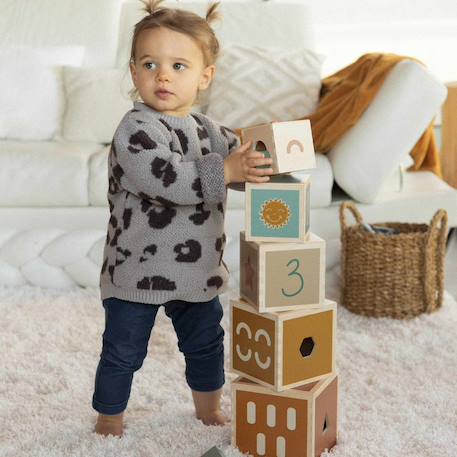 Cubes empilables en bois Multicolor 5 - vertbaudet enfant 