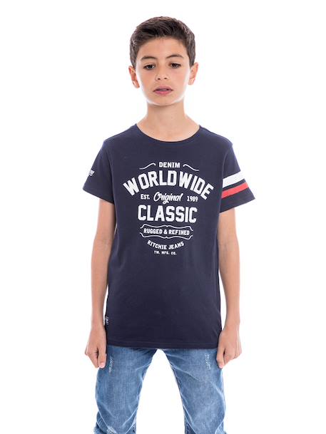 T-shirt col rond nolero garçon Blue 1 - vertbaudet enfant 