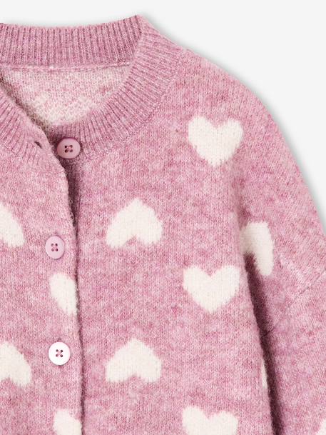 Gilet jacquard coeurs fille beige doré+lilas+vieux rose 8 - vertbaudet enfant 