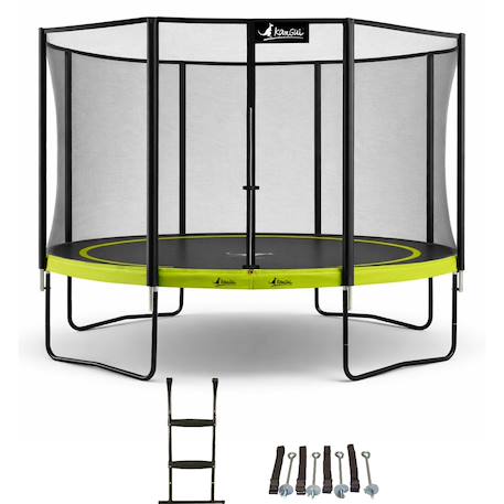 Trampoline ø 430cm + filet de sécurité + échelle + kit ancrage - punchi 430 vert Green 1 - vertbaudet enfant 