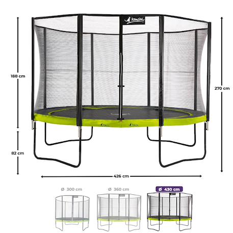 Trampoline ø 430cm + filet + échelle + bâche + kit ancrage - punchi 430 vert Green 3 - vertbaudet enfant 