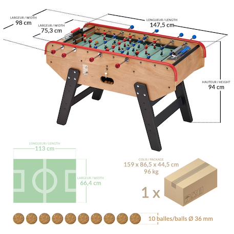 Babyfoot ado luxe en bois style bistrot avec monnayeur - 10 balles liège - 30 jetons fournis Brown 2 - vertbaudet enfant 