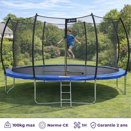 Trampoline rond ø 430cm avec filet de sécurité et échelle - fpr 430 Blue 2 - vertbaudet enfant 
