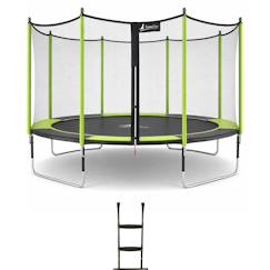 -Trampoline jardin ø 430?cm + filet + échelle - jumpi 430 - noir/vert