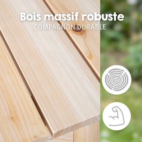 Table sable et eau en bois massif – pique-nique pour 4 enfants Bois naturel 6 - vertbaudet enfant 