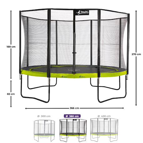 Trampoline de jardin ø 360cm + filet de sécurité - punchi 360 vert Green 3 - vertbaudet enfant 