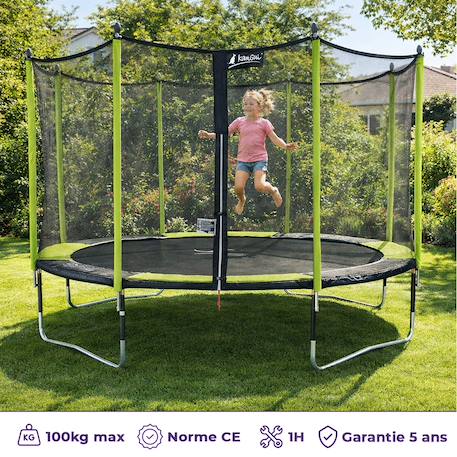 Trampoline jardin ø 360?cm + filet de sécurité - jumpi 360 - noir/vert Green 2 - vertbaudet enfant 