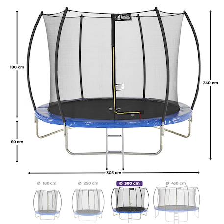 Trampoline rond ø 300cm avec filet de sécurité et échelle - fpr 300 Blue 3 - vertbaudet enfant 