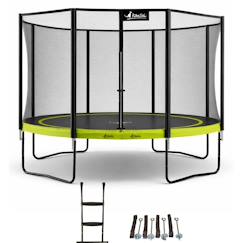-Trampoline ø 360cm + filet de sécurité + échelle + kit ancrage - punchi 360 vert