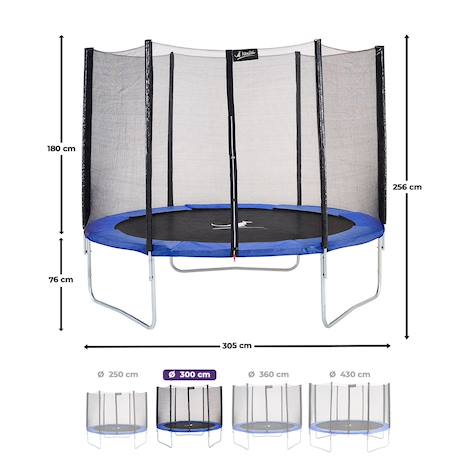 Trampoline rond bleu ø 300cm avec filet, échelle, bâche et kit ancrage Blue 3 - vertbaudet enfant 