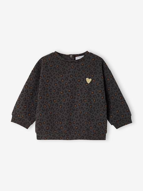 Sweat bébé léopard coeur doré capsule famille beige+gris foncé 11 - vertbaudet enfant 