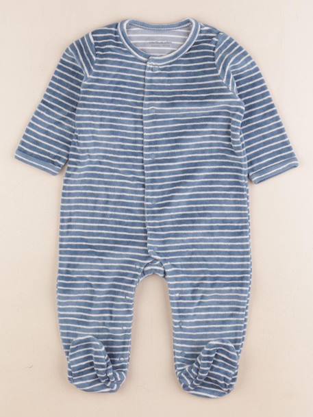 Pyjama velours - 6 mois Blanc, bleu 1 - vertbaudet enfant 