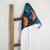 Grande cape de bain en coton et bambou wax fleurs de mariage Bleu+Rouge 4 - vertbaudet enfant 