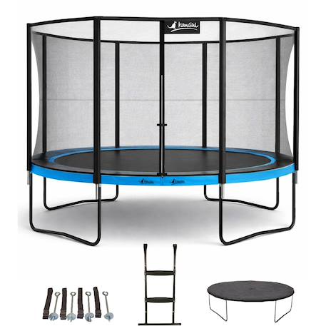 Trampoline ø 360cm + filet + échelle + bâche + kit ancrage - punchi 360 bleu Blue 1 - vertbaudet enfant 