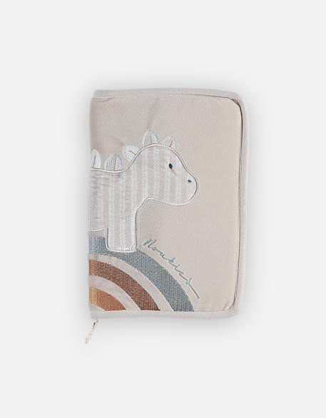 Protège carnet de santé dino en veloudoux Beige, orange, bleu 1 - vertbaudet enfant 