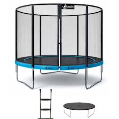 -Trampoline ø 300cm + filet de sécurité + échelle + bâche - punchi 300 bleu