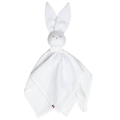 Doudou lapin  en gaze de coton jeanne Beige+Blanc+Blanc à pois or+Bleu+Camel+Écru+Gris+Rose+Terracotta+Vert de gris 7 - vertbaudet enfant 