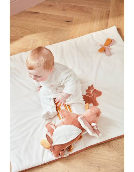 Peluche d'activités popsie en veloudoux® et mousseline de coton Rose, écru, ocre 2 - vertbaudet enfant 