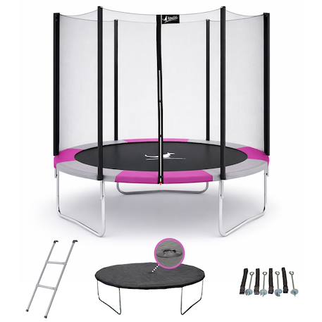 Trampoline rond ø 250cm avec filet, échelle, bâche et kit ancrage- ralli 250 Pink 1 - vertbaudet enfant 