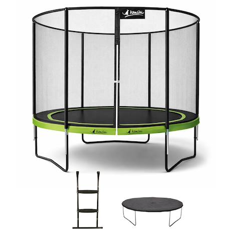 Trampoline ø 300cm + filet de sécurité + échelle + kit ancrage - punchi 300 vert Green 1 - vertbaudet enfant 