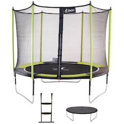 -Trampoline jardin ø 300?cm + filet + échelle + bâche - jumpi 300 - noir/vert