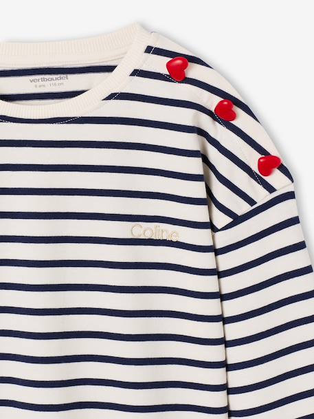 T-shirt marinière manches longues fille marine+rose bonbon 3 - vertbaudet enfant 