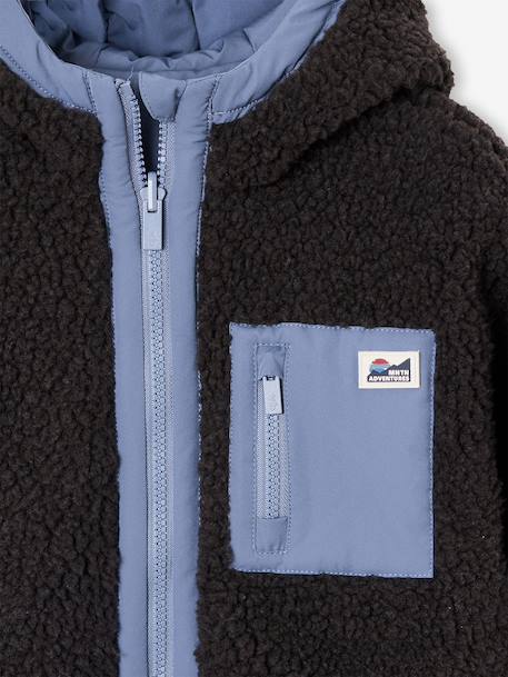 Blouson réversible à capuche garçon bleu grisé+vert sapin 7 - vertbaudet enfant 