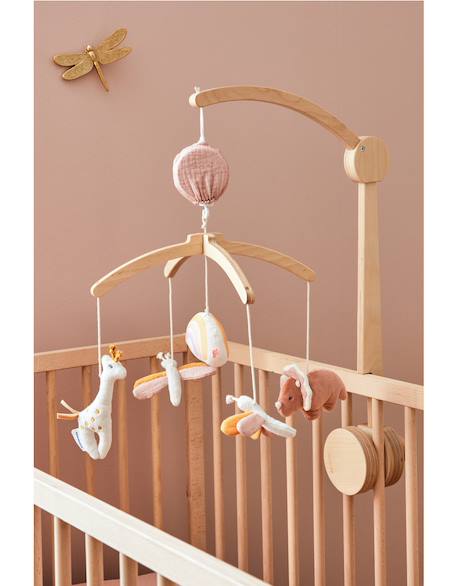 Mobile musical en bois popsie Rose, écru, ocre 2 - vertbaudet enfant 