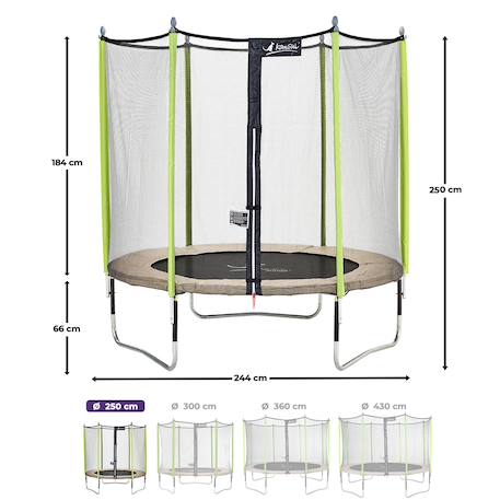 Trampoline jardin ø 250?cm + filet + échelle + bâche - jumpi 250 - taupe/vert Beige 3 - vertbaudet enfant 