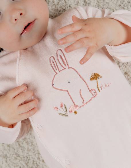 Pyjama bébé en velours avec broderie lapin Pink 3 - vertbaudet enfant 