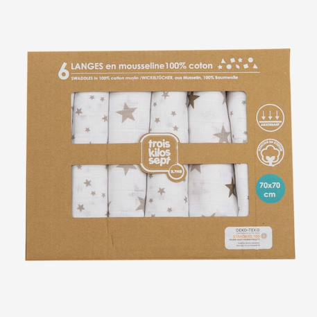 Pack de 6 langes bébé Grey 3 - vertbaudet enfant 